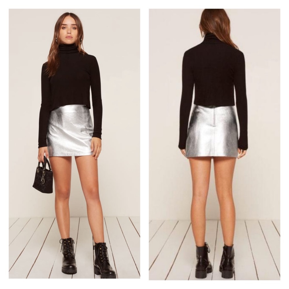 Reformation mercury silver mini skirt size 4